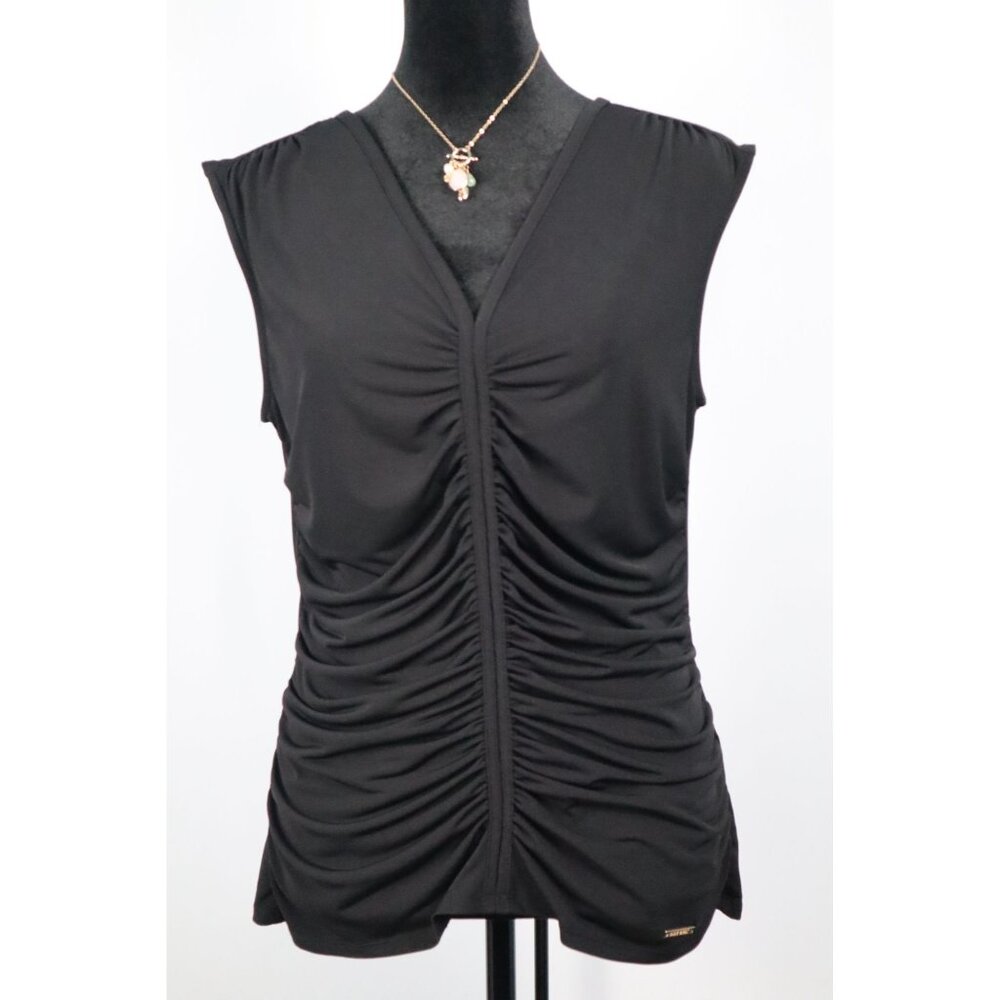Nine West Women's Black Sleeveless Saleha Rached V-Neck Top Size‎ Medium